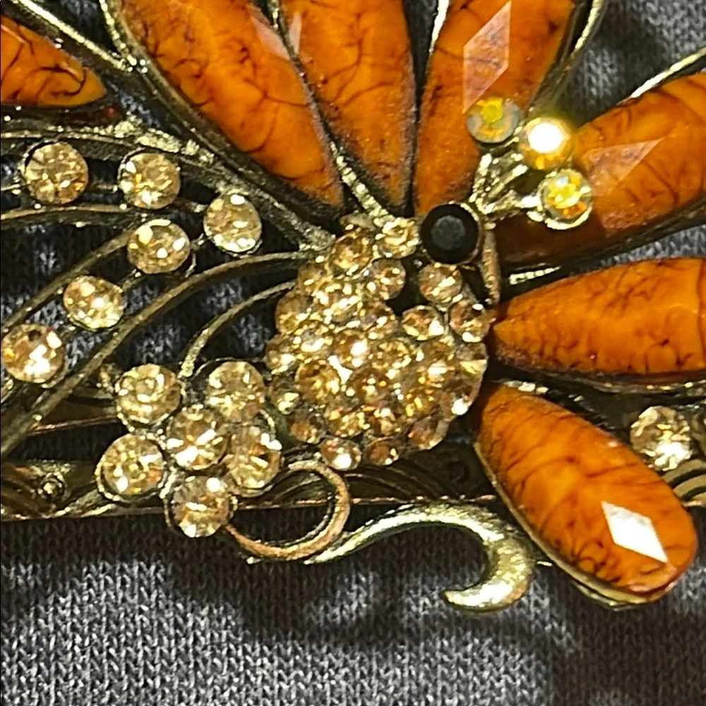 Vintage Gold and Brown Peacock hair clip